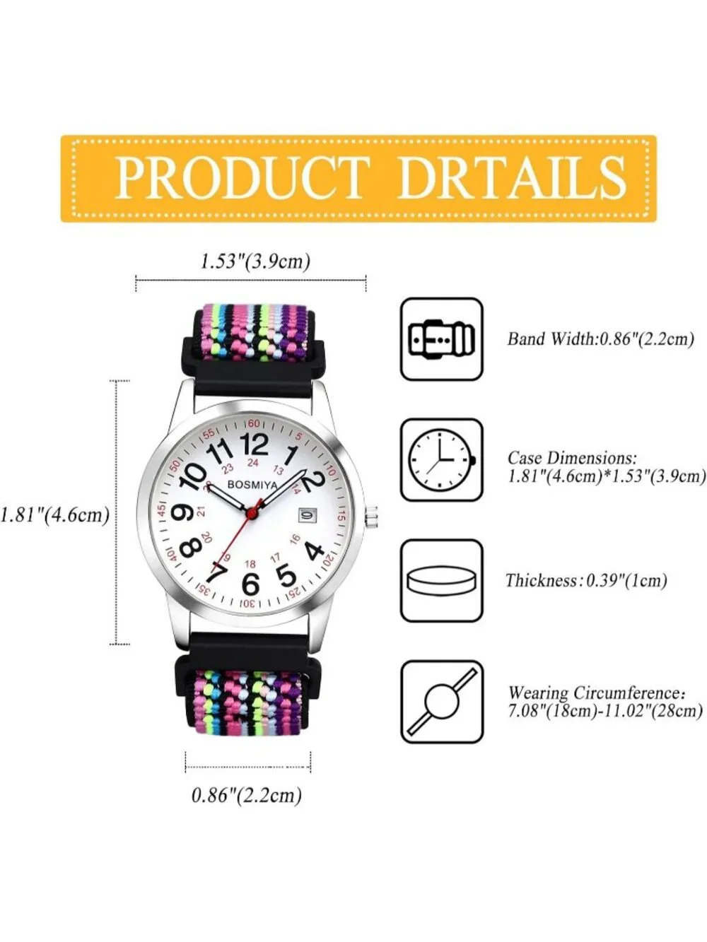 Women's White Purple Quartz Analog Nylon Strap Elastic Band Date Wrist Watch